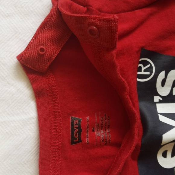 levi's red logo long sleeve shirt 9 months unisex baby - Picture 3 of 5